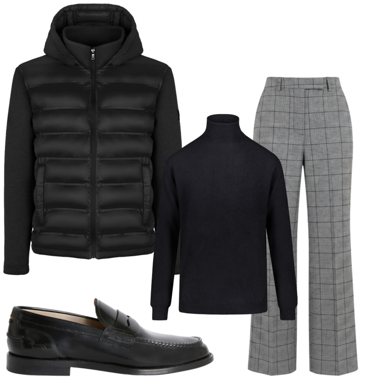 Outfit uomo - Total look #2477256. Stile Trendy per Tutti i giorni. Abbinamento con scarpe stringate, maglieria, pantaloni, piumini.