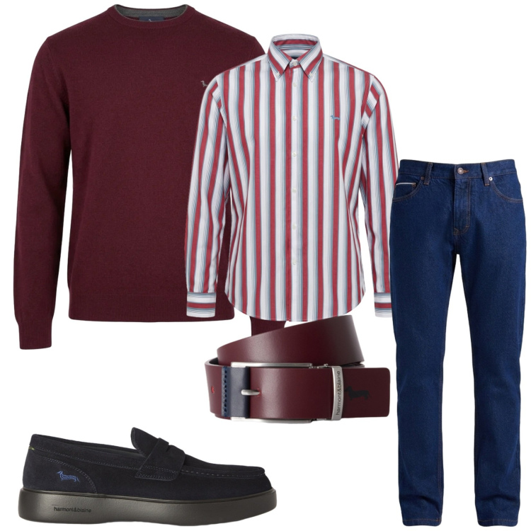 Outfit uomo - Total look #2477257. Stile Trendy per Serata speciale. Abbinamento con scarpe stringate, cinture, maglieria, camicie, jeans.