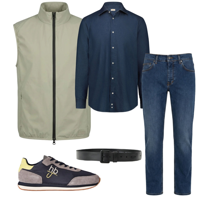 Outfit uomo - Total look #2477265. Stile Trendy per Tutti i giorni. Abbinamento con sneakers, jeans, cinture, camicie, piumini.