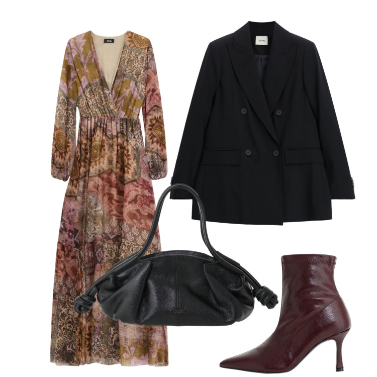 Outfit donna - Total look #2477278. Stile Vintage retrò per Tutti i giorni. Abbinamento con stivaletti, vestiti lunghi, borse a mano, blazer.