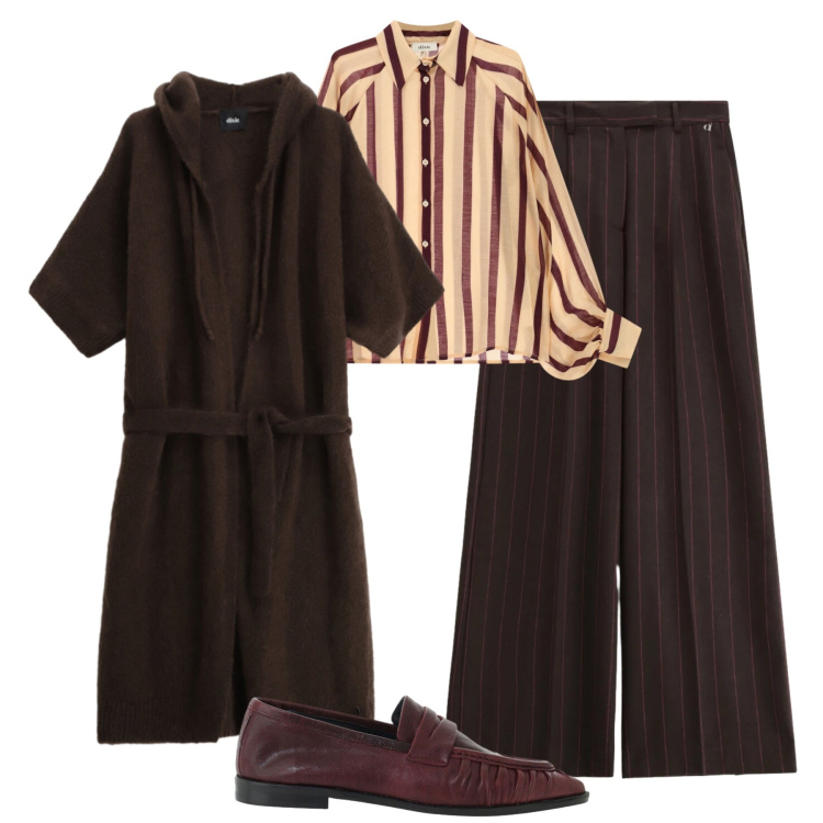Outfit donna - Dixie new collection. Stile Glamour per Ufficio. Abbinamento con pantaloni a palazzo, cardigans, mocassini, camicie.