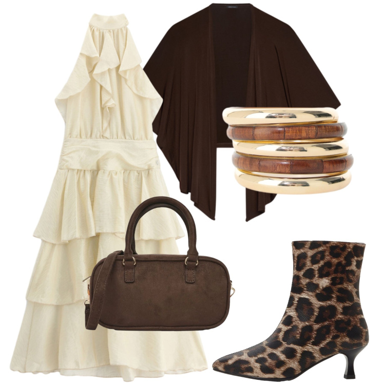 Outfit donna - Total look #2477282. Stile Chic per Cerimonia. Abbinamento con stivaletti, borse a tracolla, vestiti midi/longuette, braccialetti, blazer.