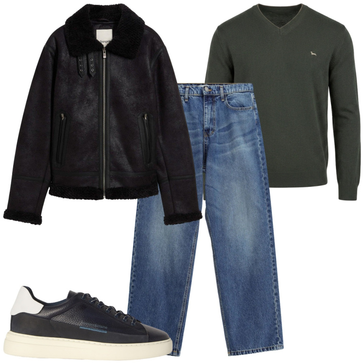 Outfit uomo - Total look #2477290. Stile Casual per Tutti i giorni. Abbinamento con sneakers, maglieria, jeans, giacche.