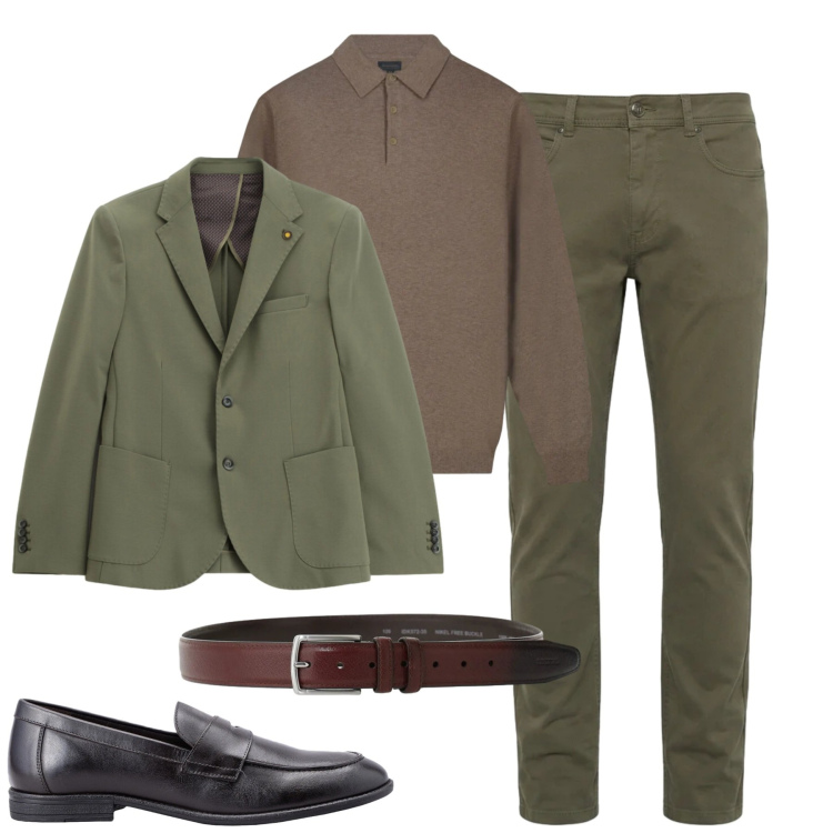 Outfit uomo - Total look #2477299. Stile Urban per Tutti i giorni. Abbinamento con pantaloni, cinture, giacche, polo, scarpe stringate.