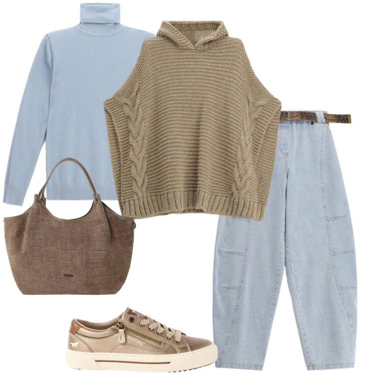 Outfit donna - Sneakers mania. Stile Casual per Scuola/Università. Abbinamento con sneakers, maglieria, t-shirt, borse a spalla, jeans.