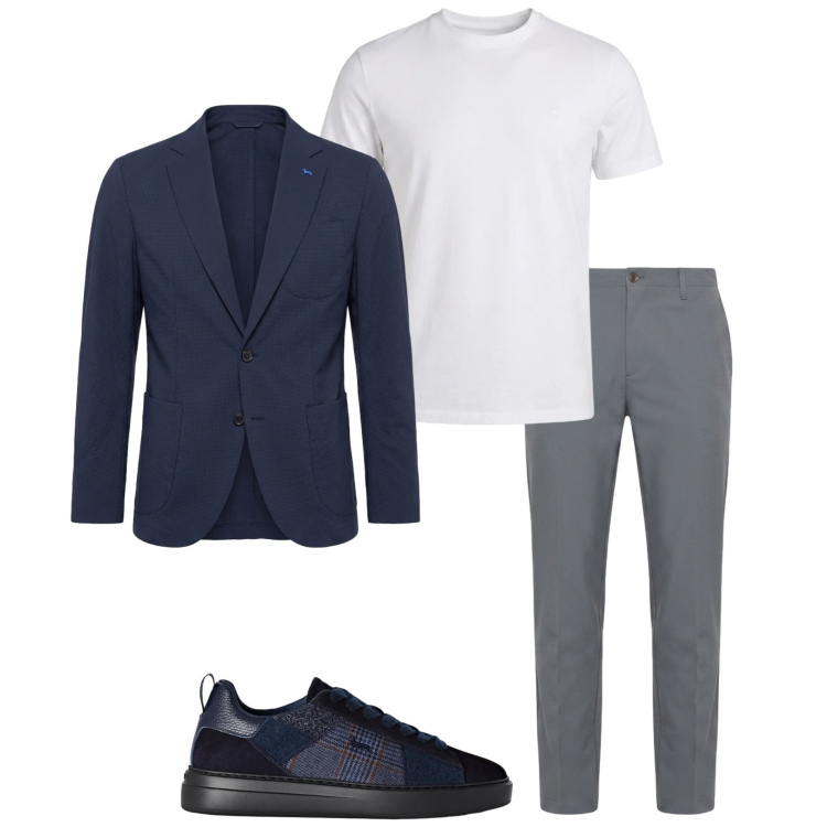 Outfit uomo - Sneakers e completo spezzato. Stile Casual per Ufficio. Abbinamento con sneakers, pantaloni, t-shirt, giacche.