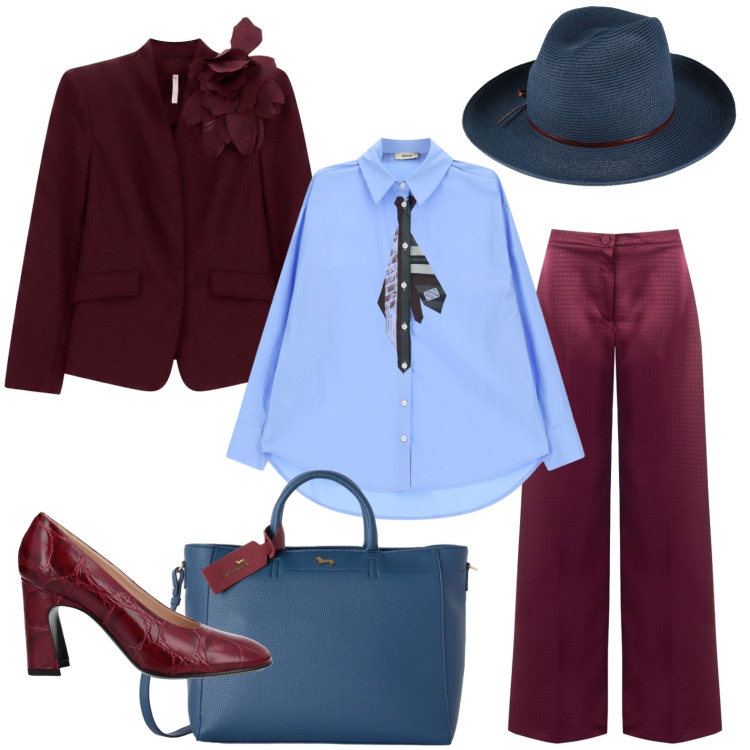 Outfit donna - Come una diva. Stile Glamour per Tutti i giorni. Abbinamento con décolleté, cappelli, borse a mano, blazer, camicie, pantaloni a palazzo.