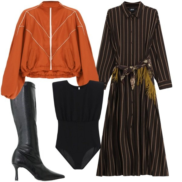 Outfit donna - Dixie - FW26. Stile Urban per Serata fuori. Abbinamento con body, stivali, vestiti lunghi, bomber.