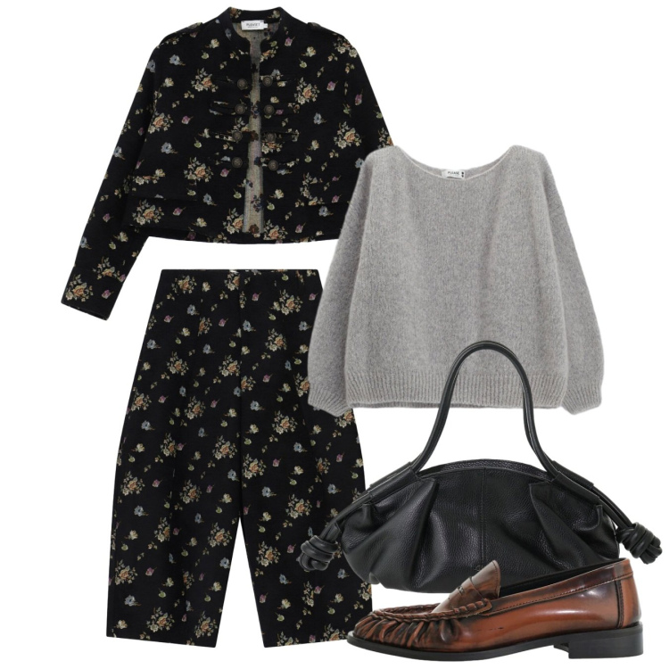Outfit donna - Please - FW26. Stile Casual per Tutti i giorni. Abbinamento con mocassini, pantaloni, blazer, maglieria, borse a mano.