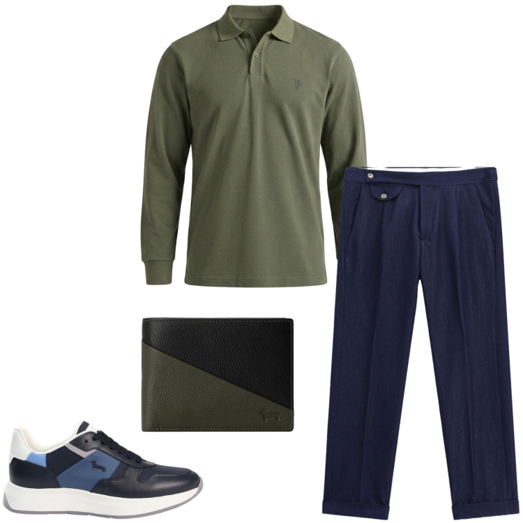 Outfit uomo - Total look #2477482. Stile Business/Elegante per Ufficio. Abbinamento con polo, portafogli, sneakers, pantaloni.