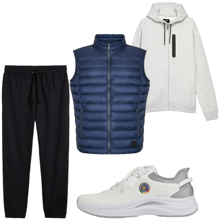 Outfit uomo - Total look #2477506. Stile Urban per Sport. Abbinamento con scarpe sportive, piumini, felpe sportive, pantaloni sportivi.