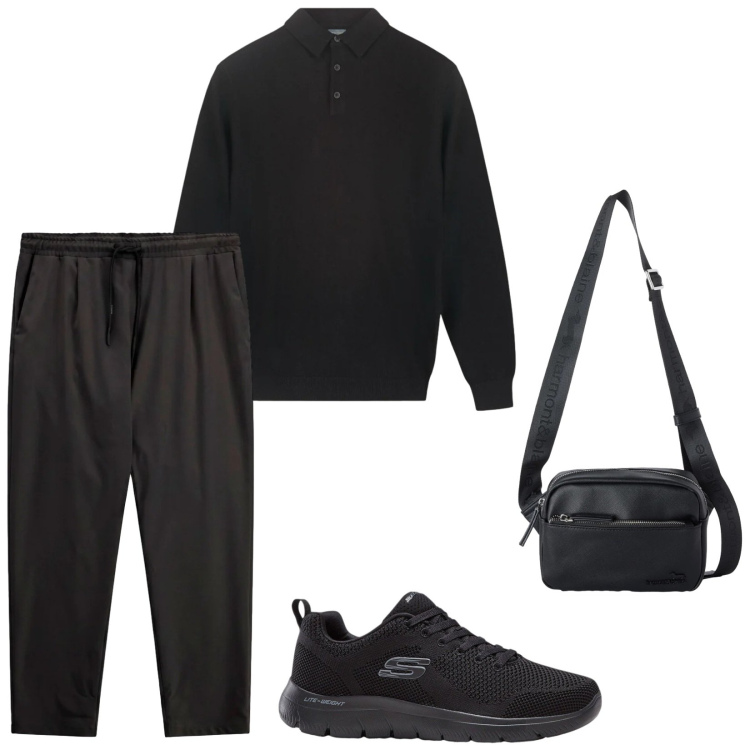 Outfit uomo - Total look #2477514. Stile Urban per Tutti i giorni. Abbinamento con borse sportive, pantaloni, polo, sneakers.