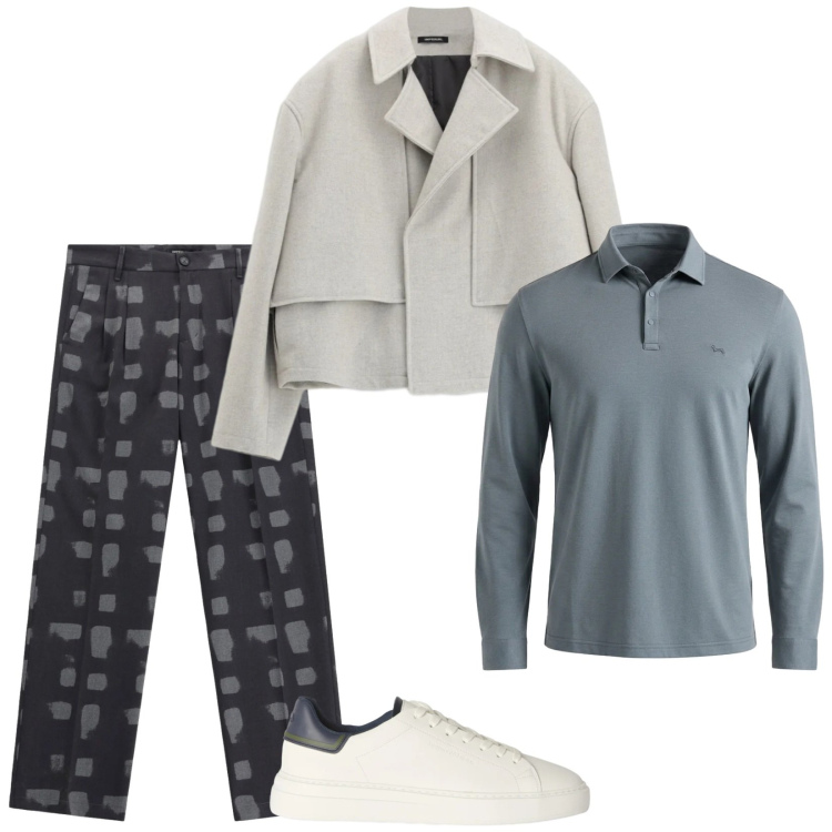 Outfit uomo - Total look #2477522. Stile Trendy per Tutti i giorni. Abbinamento con polo, sneakers, giacche, pantaloni.