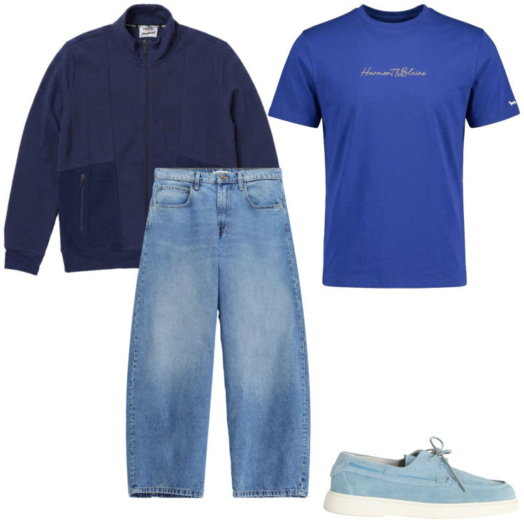 Outfit uomo - Total look #2477535. Stile Trendy per Tutti i giorni. Abbinamento con t-shirt, scarpe stringate, jeans, felpe.