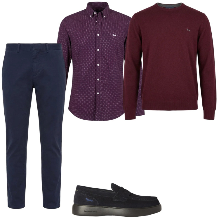 Outfit uomo - Total look #2477536. Stile Business/Elegante per Ufficio. Abbinamento con scarpe stringate, pantaloni, camicie, maglieria.