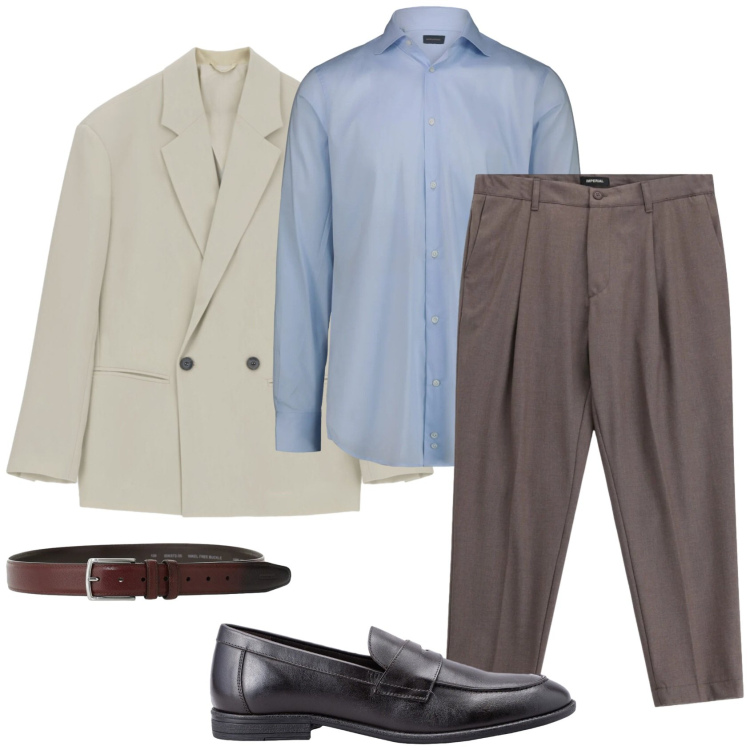 Outfit uomo - Office outfit. Stile Business/Elegante per Ufficio. Abbinamento con cinture, pantaloni, giacche, camicie, scarpe stringate.