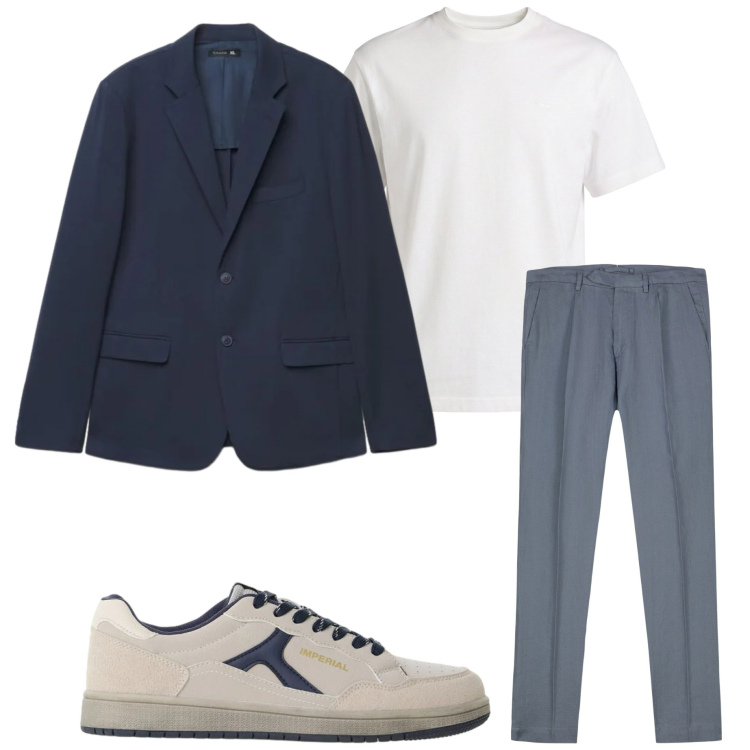 Outfit uomo - Sneakers e completo spezzato. Stile Urban per Tutti i giorni. Abbinamento con t-shirt, sneakers, pantaloni, giacche.