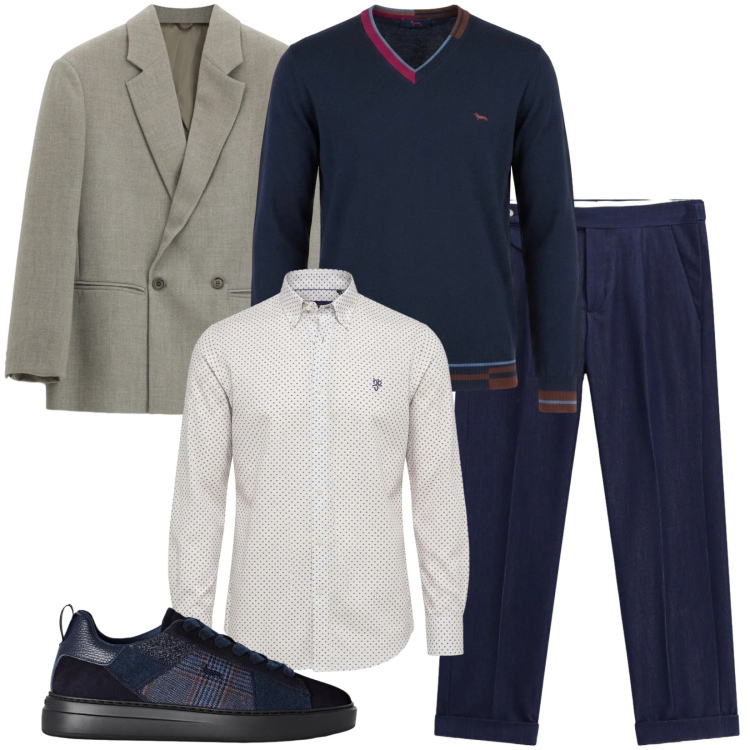 Outfit uomo - Total look #2477565. Stile Business/Elegante per Tutti i giorni. Abbinamento con maglieria, camicie, sneakers, pantaloni, giacche.
