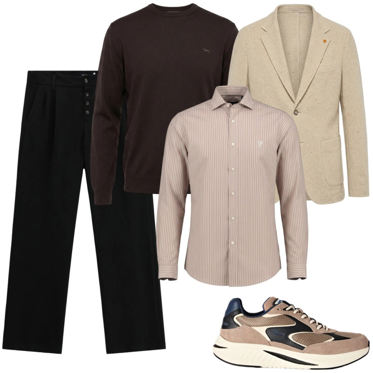 Outfit uomo - Total look #2477574. Stile Casual per Serata speciale. Abbinamento con maglieria, camicie, sneakers, giacche, pantaloni.