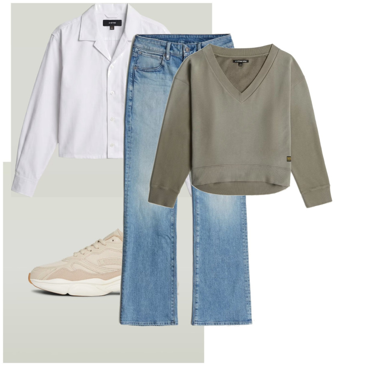 Outfit femme - Basique. Style Basique pour Tous les jours. Assortir avec sneakers, chemisiers, jean bootcut, sweat-shirts.