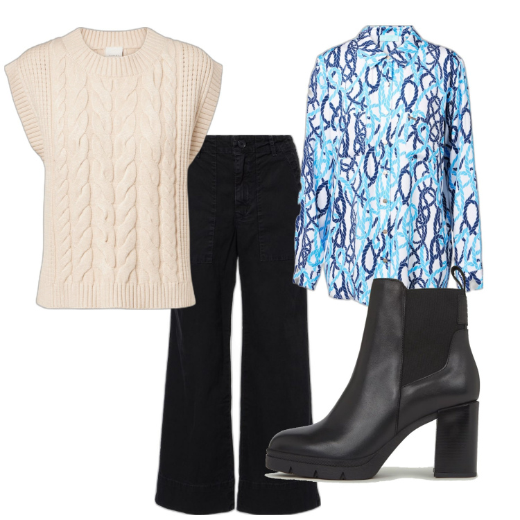 Outfit femme - Pull sans manches. Style Urban pour Bureau. Assortir avec bottes, capes, pantalon large en bas, pulls.