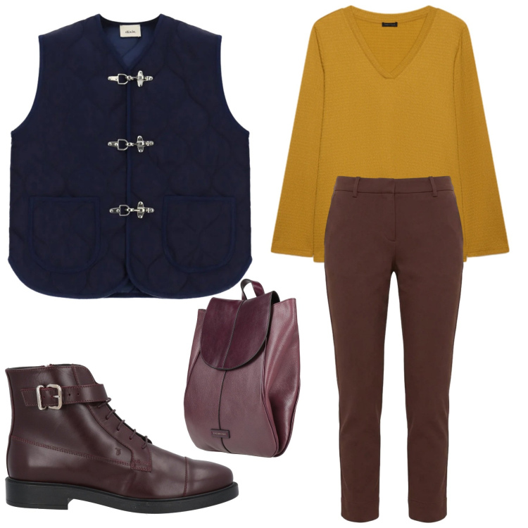 Outfit donna - #Autumnvibes. per Tutti i giorni. Abbinamento con stivaletti, zaini, pantaloni, piumini, t-shirt.