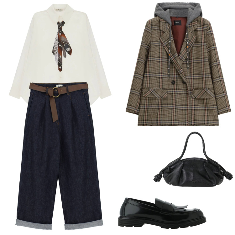 Outfit donna - Dixie autumn. Abbinamento con camicie, blazer, mocassini, borse a mano, jeans.