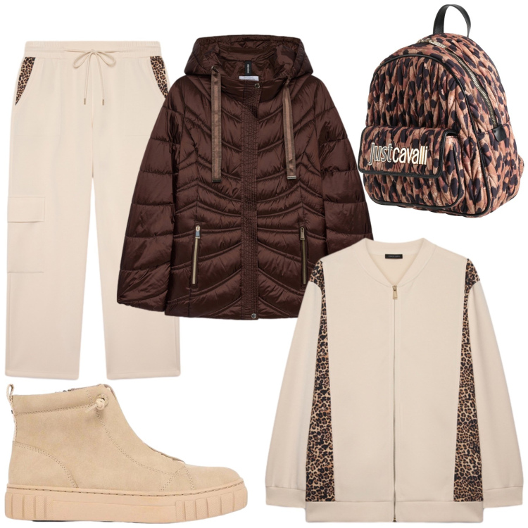 Outfit donna - Total look #2477628. Stile Casual per Tutti i giorni. Abbinamento con zaini, sneakers alte, pantaloni cargo, felpe, piumini.