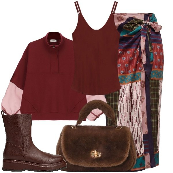 Outfit donna - Top. Stile Urban per Tutti i giorni. Abbinamento con stivaletti, gonne lunghe, top, felpe, borse a mano.