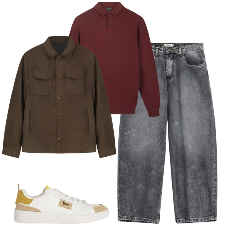 Outfit uomo - Total look #2477683. Stile Urban per Tutti i giorni. Abbinamento con sneakers, jeans, polo, cappotti.