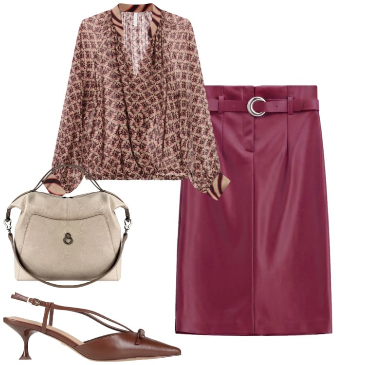 Outfit donna - Total look #2477689. Stile Urban per Tutti i giorni. Abbinamento con décolleté, bluse, gonne longuette, borse a mano.
