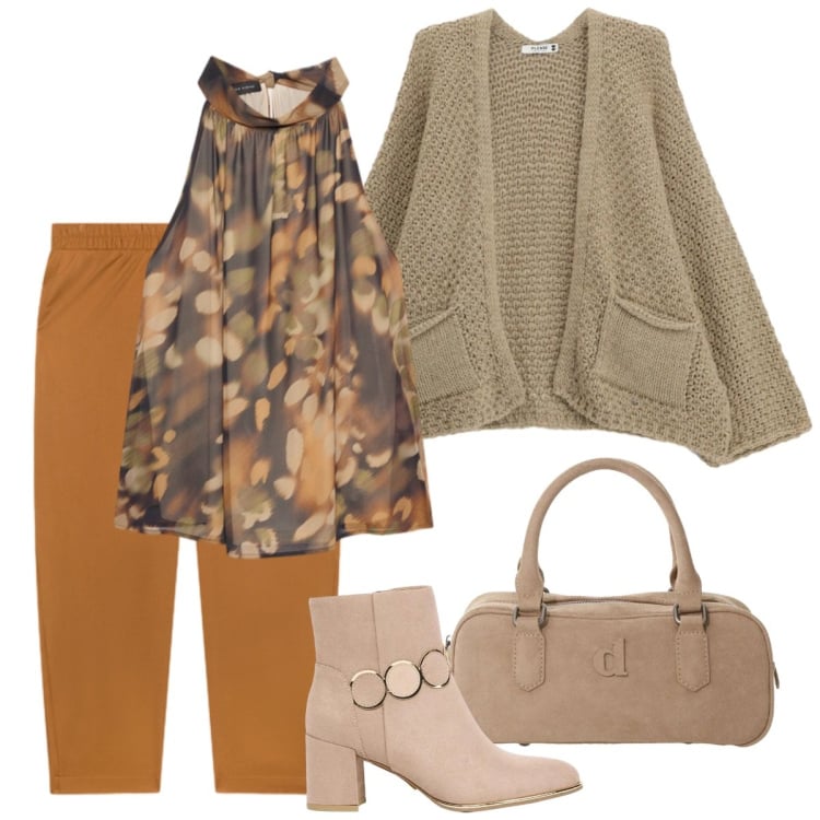Outfit donna - Il cardigan con le tasche. Stile Basic per Tutti i giorni. Abbinamento con stivaletti, cardigans, borse a mano, bluse, pantaloni.