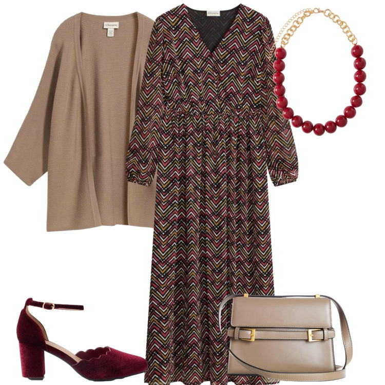 Outfit donna - La collana di perle. Stile Basic per Serata fuori. Abbinamento con cardigans, borse a tracolla, décolleté, vestiti, collane.