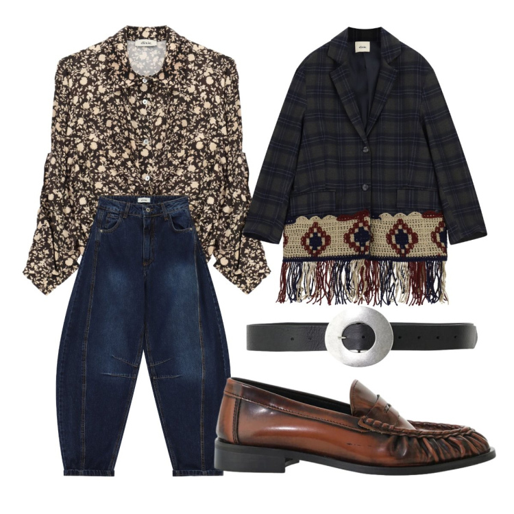 Outfit donna - Dixie silhouette fluida. Stile Casual per Scuola/Università. Abbinamento con mocassini, blazer, cinture, camicie, jeans.