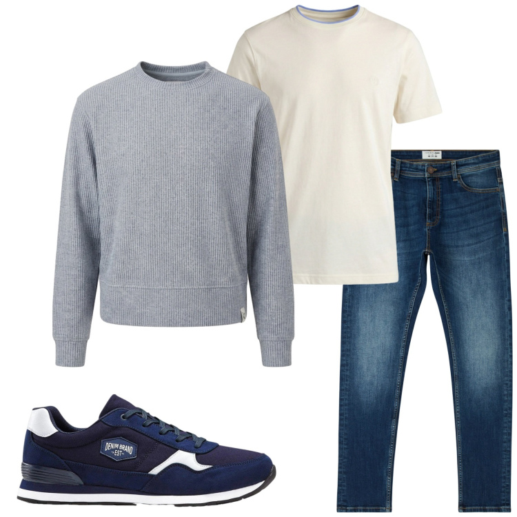 Outfit uomo - Basic style. Stile Casual per Tutti i giorni. Abbinamento con t-shirt, felpe, jeans skinny, sneakers.