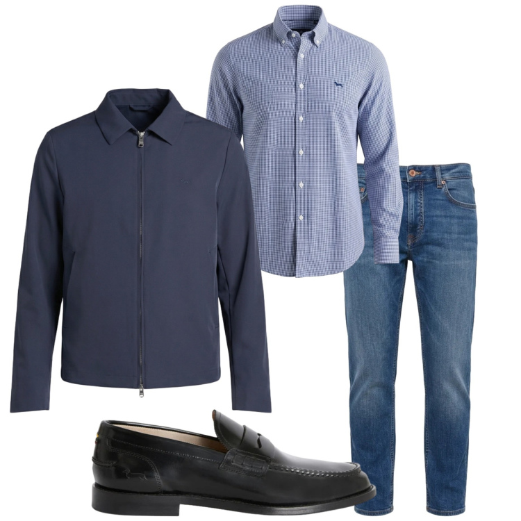 Outfit uomo - Casual in ufficio. Stile Casual per Ufficio. Abbinamento con camicie, jeans, scarpe stringate, giacche.