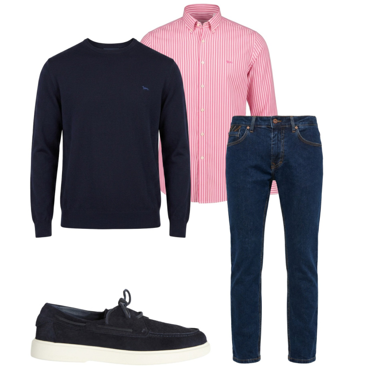 Outfit uomo - Harmont &Blaine. Stile Business/Elegante per Ufficio. Abbinamento con camicie, maglieria, scarpe stringate, pantaloni.