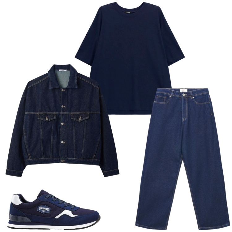 Outfit uomo - Total look #2477767. Stile Casual per Tutti i giorni. Abbinamento con t-shirt, cappotti, jeans, sneakers.