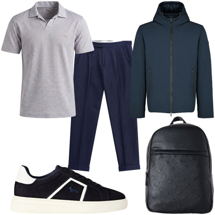 Outfit uomo - Total look #2477784. Stile Casual per Tutti i giorni. Abbinamento con sneakers, borse sportive, polo, pantaloni, parka.