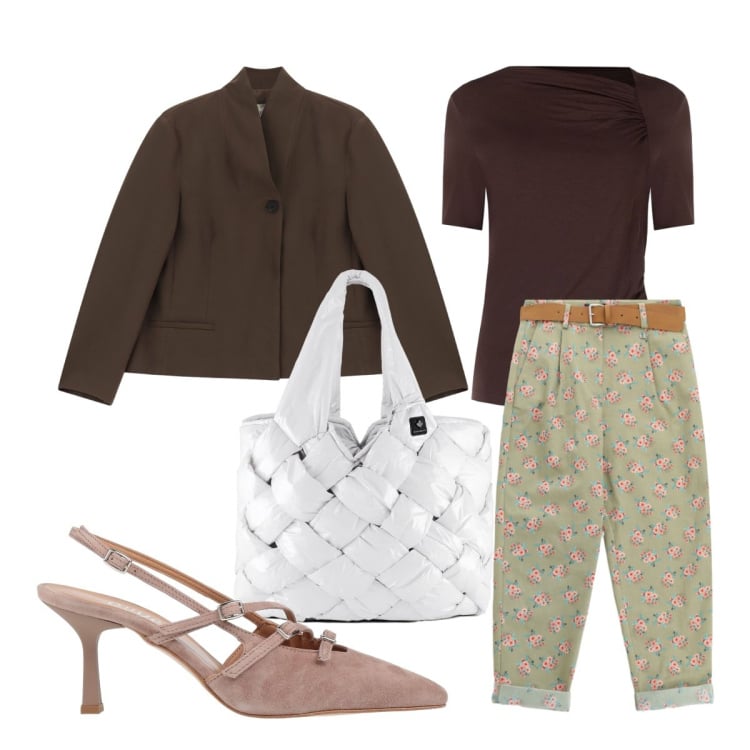 Outfit donna - Una giacca in città - @susystyle. Stile Casual chic per Ufficio. Abbinamento con décolleté, blazer, pantaloni chino, t-shirt, borse tote.