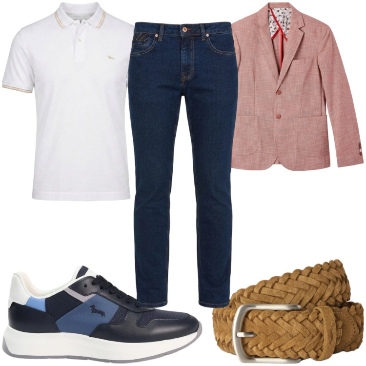Outfit uomo - Total look #2477789. Stile Trendy per Tutti i giorni. Abbinamento con cinture, jeans, polo, sneakers, giacche.