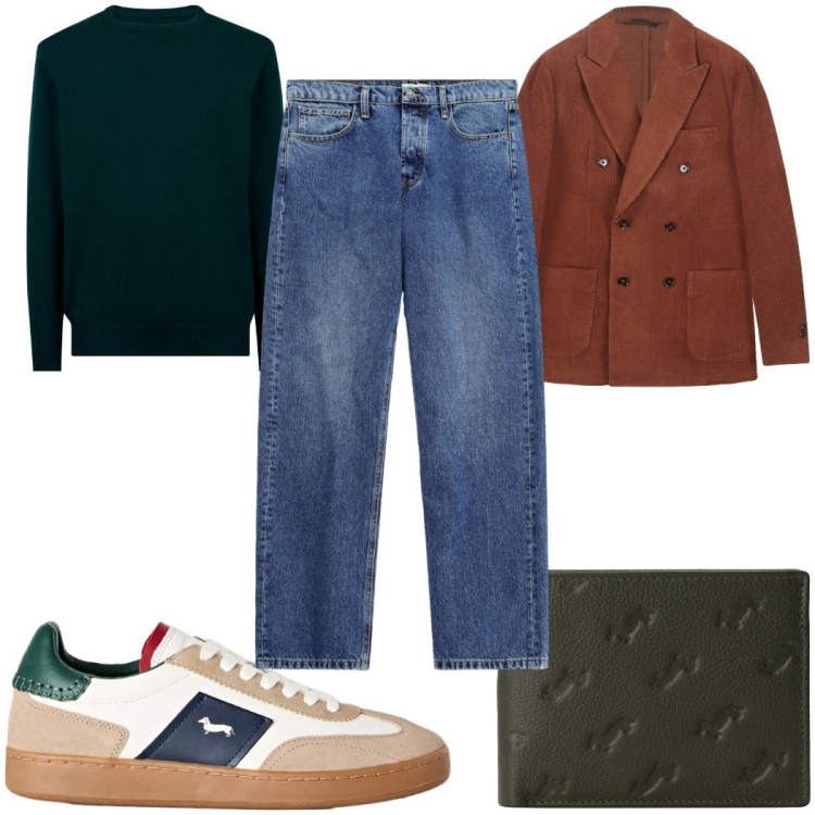 Outfit uomo - Total look #2477790. Stile Casual per Tutti i giorni. Abbinamento con portafogli, sneakers, jeans, maglieria, giacche.