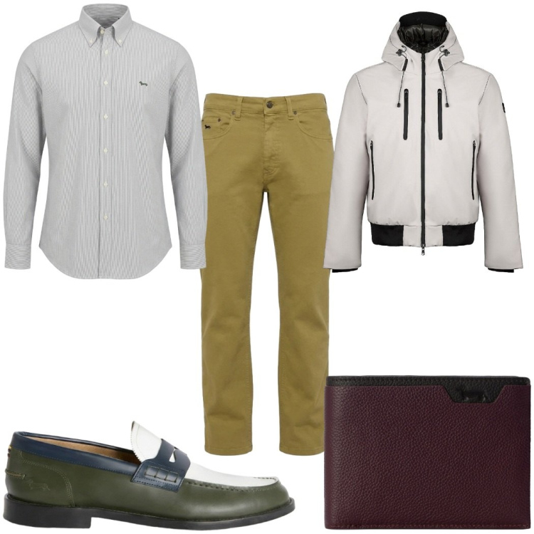 Outfit uomo - Total look #2477825. Stile Casual per Tutti i giorni. Abbinamento con jeans, camicie, portafogli, scarpe stringate, giacche.