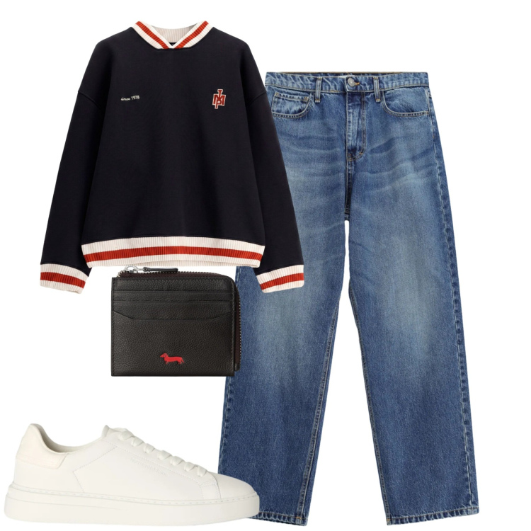 Outfit uomo - Settembre. Stile Casual per Tutti i giorni. Abbinamento con sneakers, portafogli, jeans, felpe.