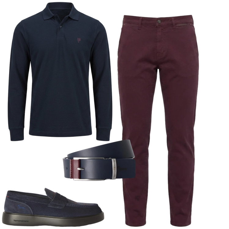 Outfit uomo - Settembre. Stile Urban per Tutti i giorni. Abbinamento con scarpe stringate, pantaloni, polo, cinture.