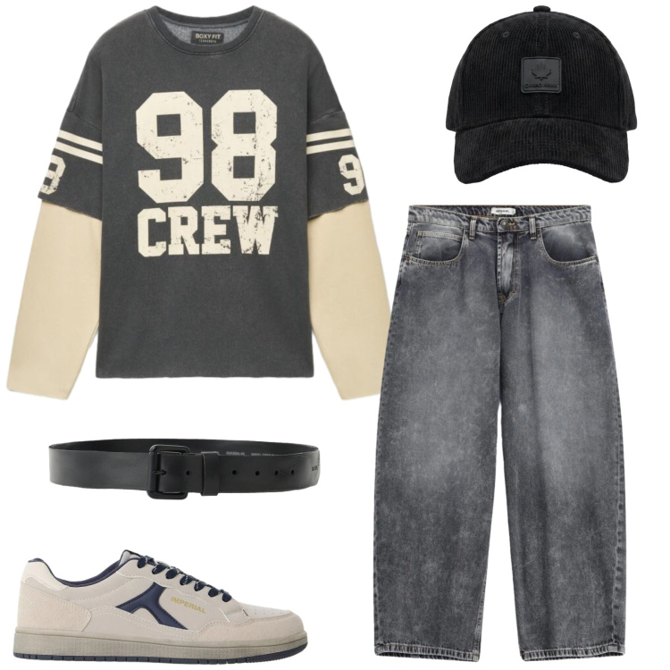 Outfit uomo - Total look #2477880. Stile Casual per Tutti i giorni. Abbinamento con jeans, cinture, sneakers, cappelli con visiera, felpe.