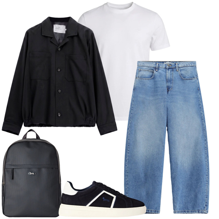 Outfit uomo - Total look #2477894. Stile Casual per Tutti i giorni. Abbinamento con borse sportive, sneakers, t-shirt, jeans, cappotti.