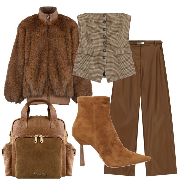 Outfit donna - Total look #2477903. Stile Trendy per Ufficio. Abbinamento con stivaletti, top, pantaloni, blazer, zaini.