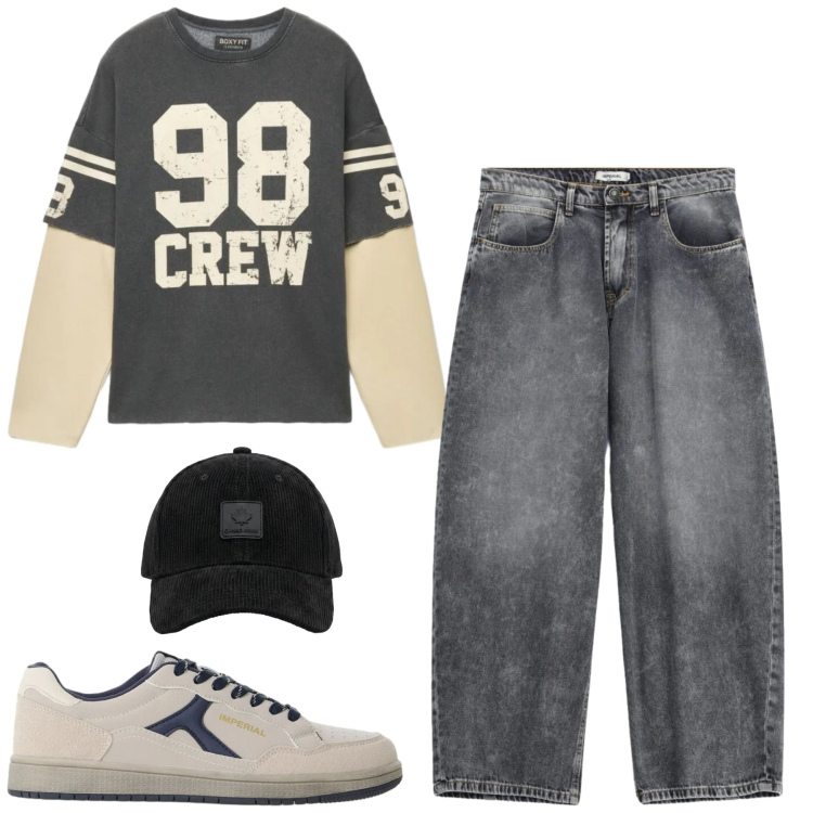 Outfit uomo - Settembre. Stile Casual per Tutti i giorni. Abbinamento con jeans, sneakers, cappelli con visiera, felpe.