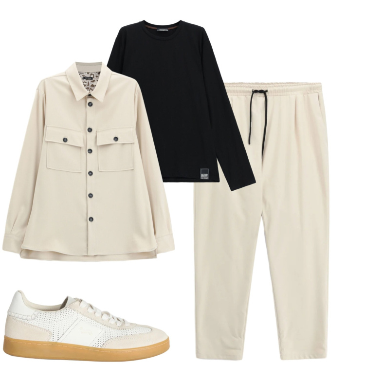 Outfit uomo - Total look #2477926. Stile Trendy per Tutti i giorni. Abbinamento con sneakers, cappotti, pantaloni, t-shirt.